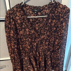 Lulus Floral Black and Brown blouse